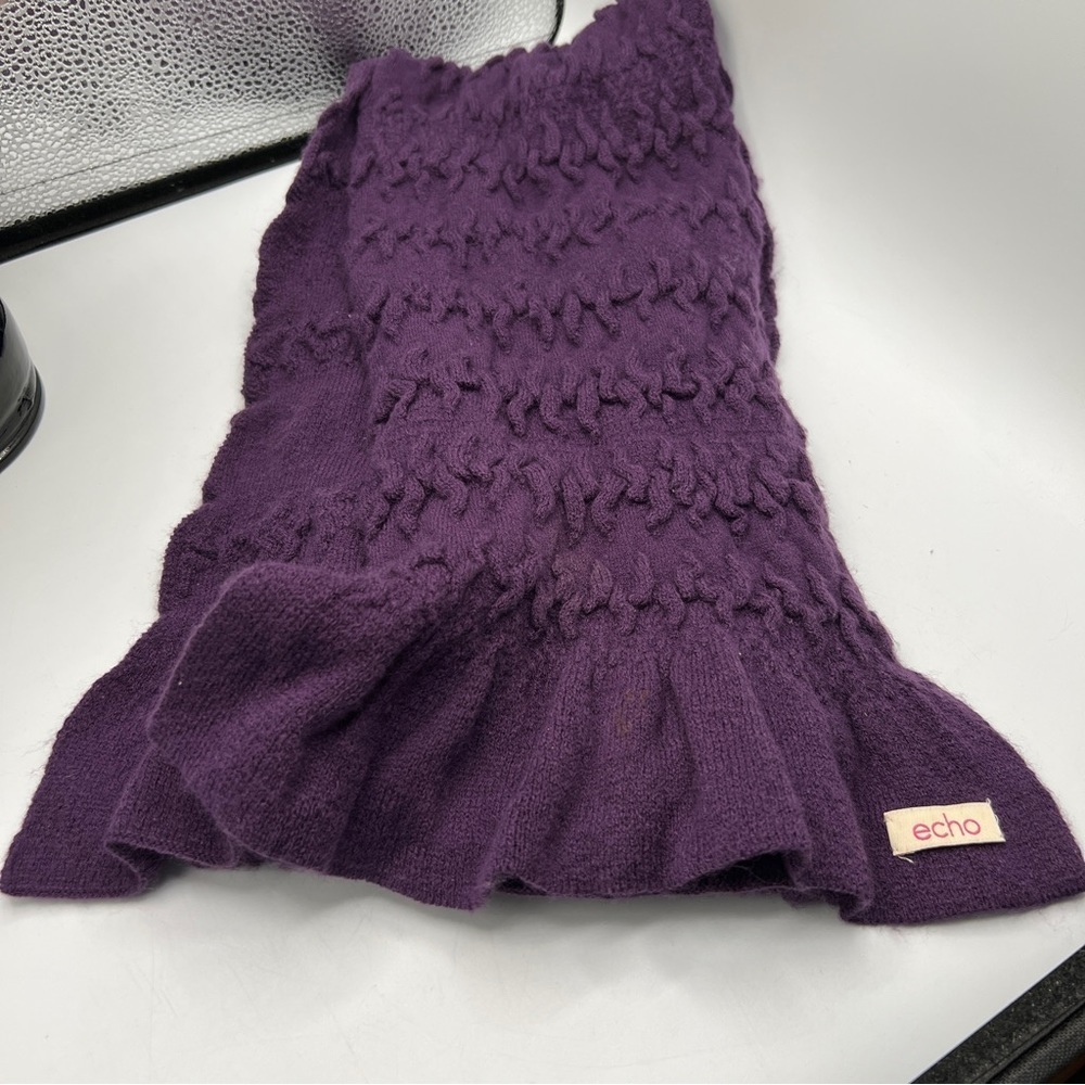 Echo Ruffle Single Layer Texture Knit Purple Acry… - image 1